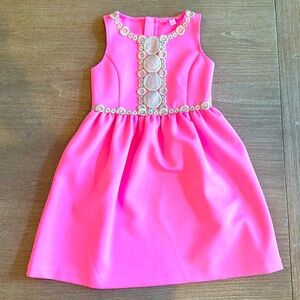 Lilly Pulitzer Girls Pink and Gold appliqué  Dress
